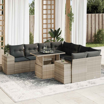 Set De Sofás De Jardín Con Cojines 9 Pzas Ratán Sintético Negro