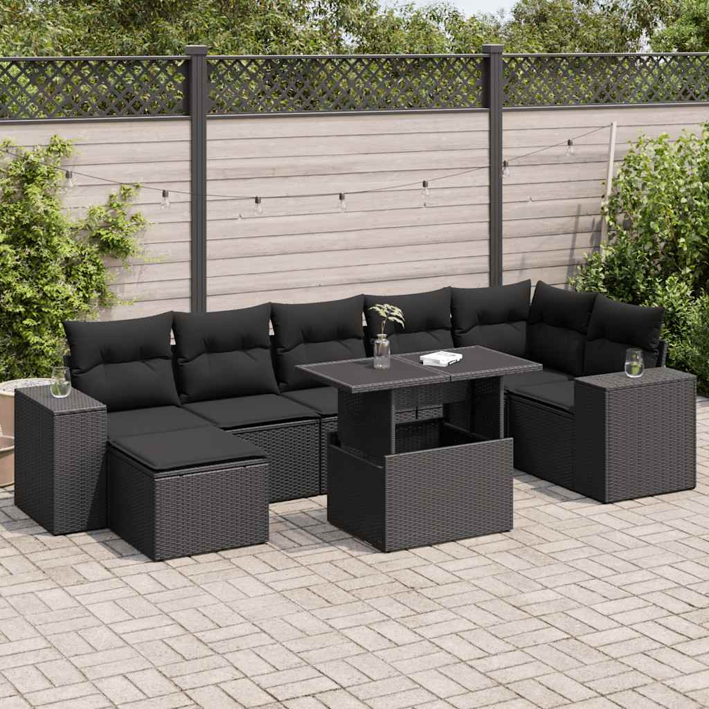 Set Sofás De Jardín 8 Piezas Y Cojines Ratán Sintético Marrón