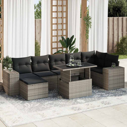 Set Sofás De Jardín 8 Piezas Y Cojines Ratán Sintético Marrón