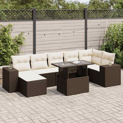 Set Sofás De Jardín 8 Piezas Y Cojines Ratán Sintético Marrón