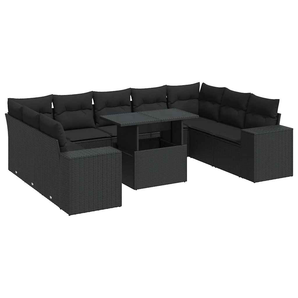 Set De Sofás De Jardín Y Cojines 10 Pzas Ratán Sintético