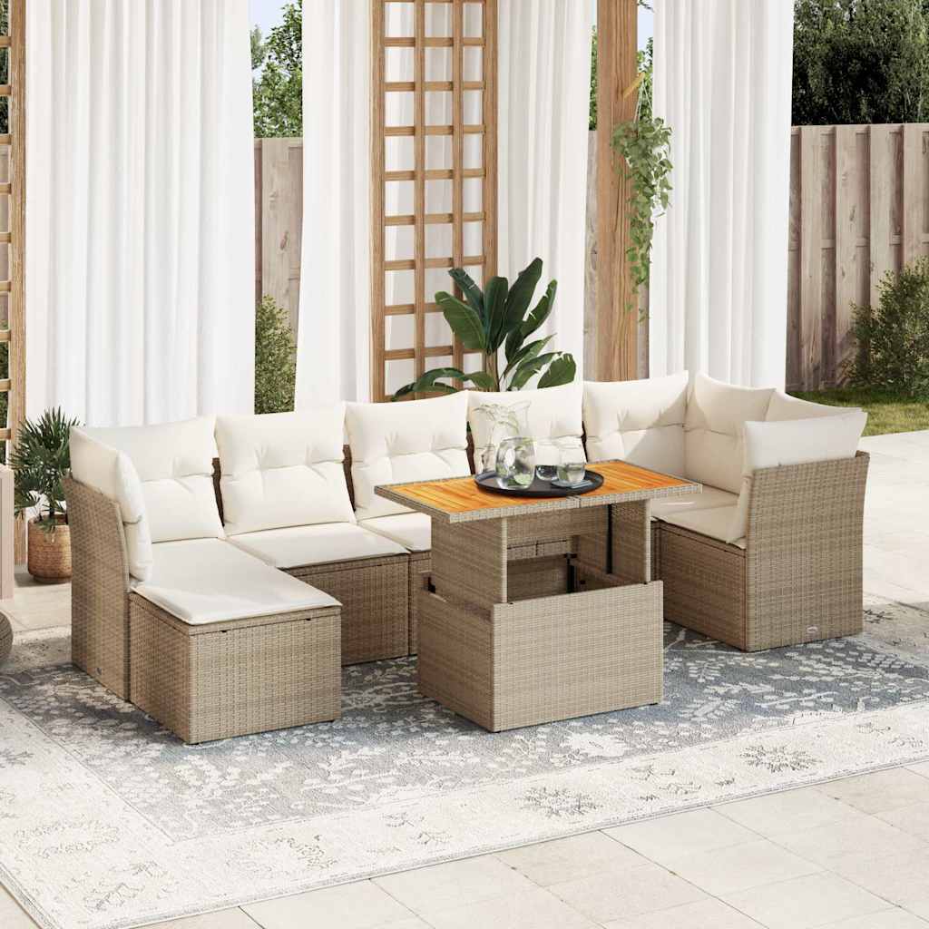 Set De Sofás De Jardín Y Cojines 8 Piezas Ratán Sintético