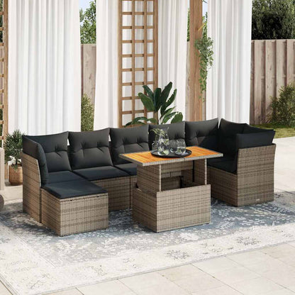 Set De Sofás De Jardín Y Cojines 8 Piezas Ratán Sintético