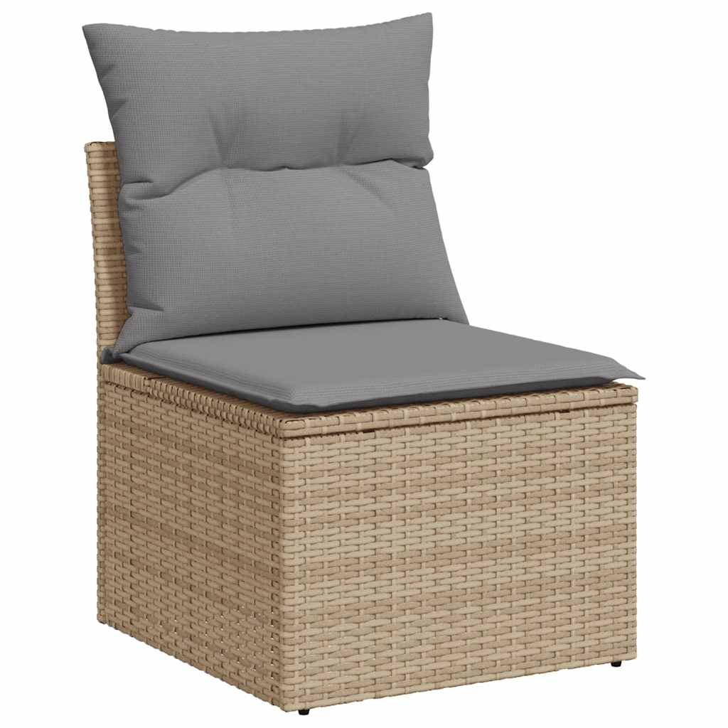 Set Sofás De Jardín 7 Piezas Y Cojines Ratán Sintético Beige