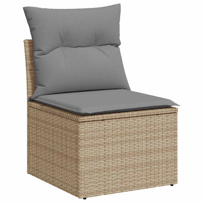 Set Sofás De Jardín 7 Piezas Y Cojines Ratán Sintético Beige