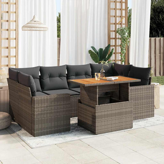 Set De Sofás De Jardín 7 Pzas Con Cojines Ratán Sintético