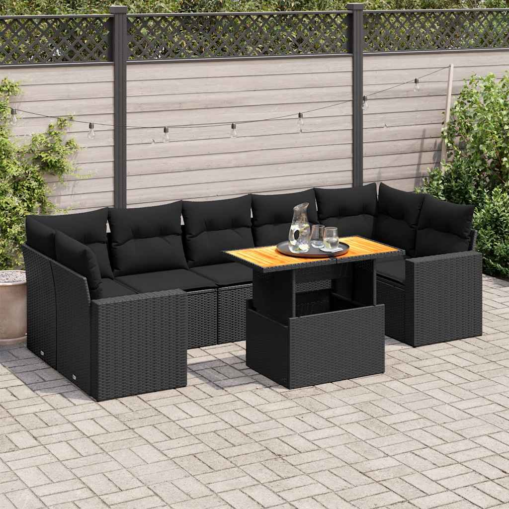 Set De Sofás De Jardín Y Cojines 8 Piezas Ratán Sintético Beige
