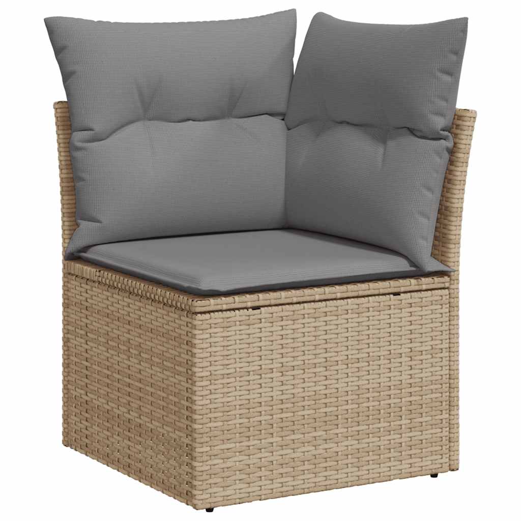 Set De Sofás De Jardín Con Cojines 9 Pzas Ratán Sintético Beige