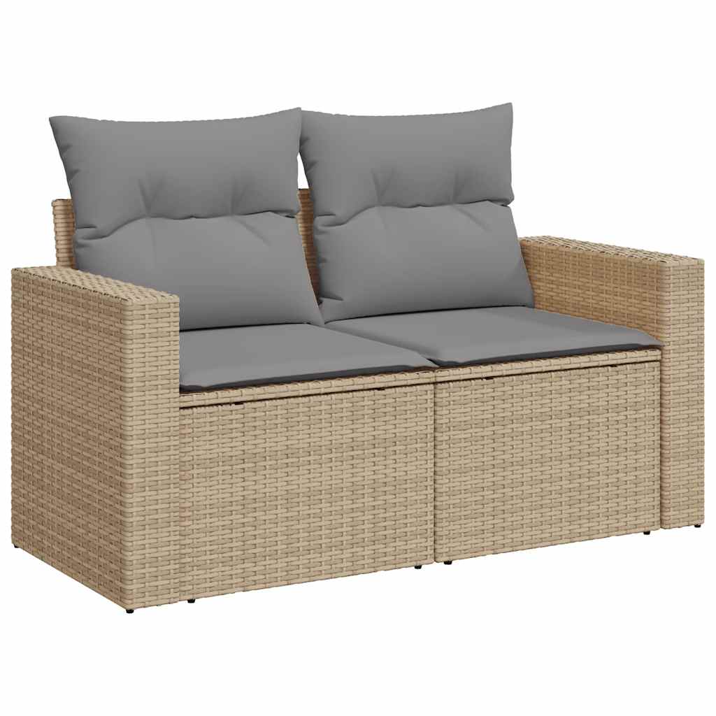 Set De Sofás De Jardín Con Cojines 9 Pzas Ratán Sintético Beige