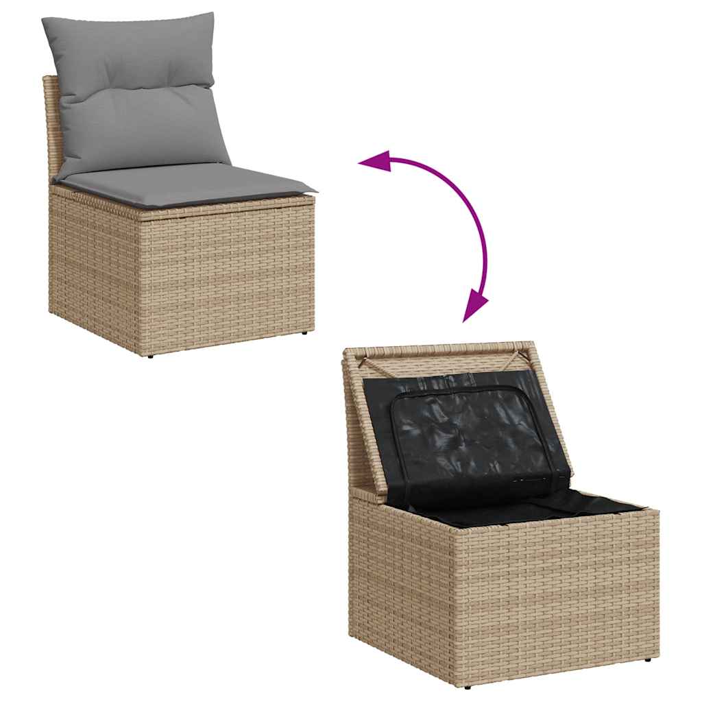 Set De Sofás De Jardín Con Cojines 9 Pzas Ratán Sintético Beige
