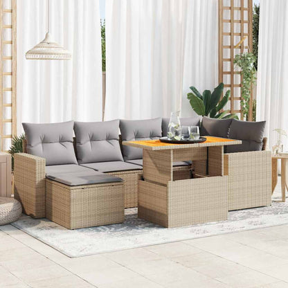 Set De Sofás De Jardín 7 Pzas Con Cojines Ratán Sintético Negro