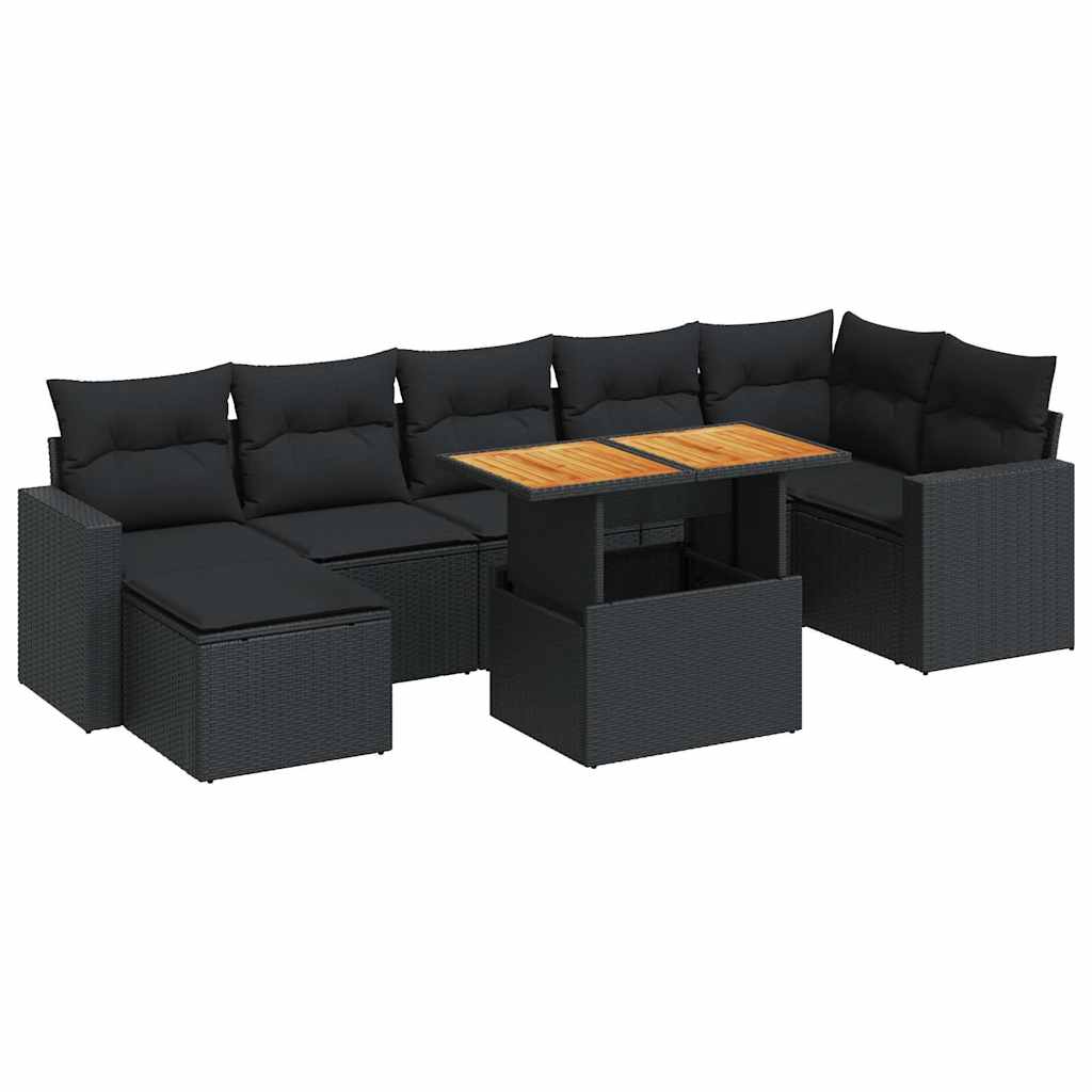 Set De Sofás De Jardín Y Cojines 8 Piezas Ratán Sintético