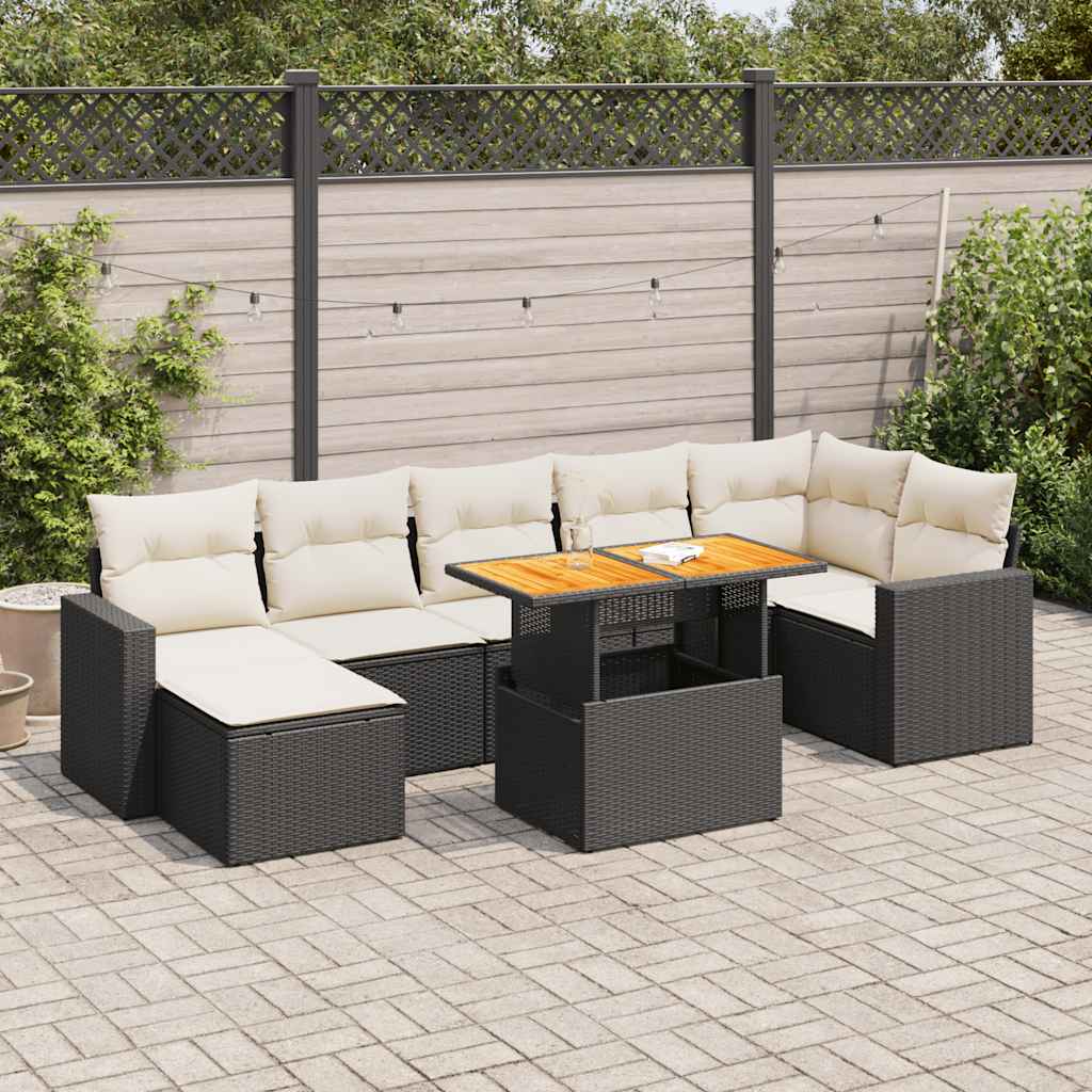 Set De Sofás De Jardín Y Cojines 8 Piezas Ratán Sintético