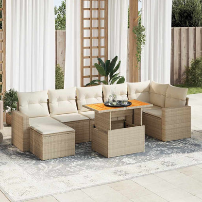 Set De Sofás De Jardín Y Cojines 8 Piezas Ratán Sintético