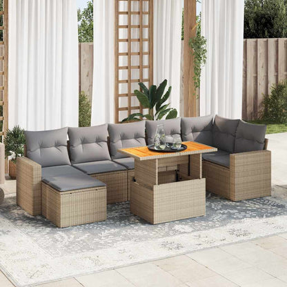Set De Sofás De Jardín Y Cojines 8 Piezas Ratán Sintético
