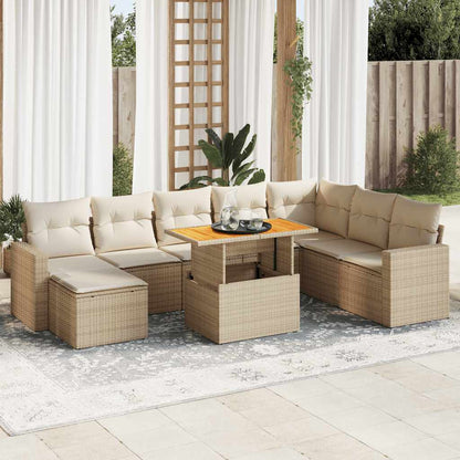 Set De Sofás De Jardín Con Cojines 9 Pzas Ratán Sintético Negro