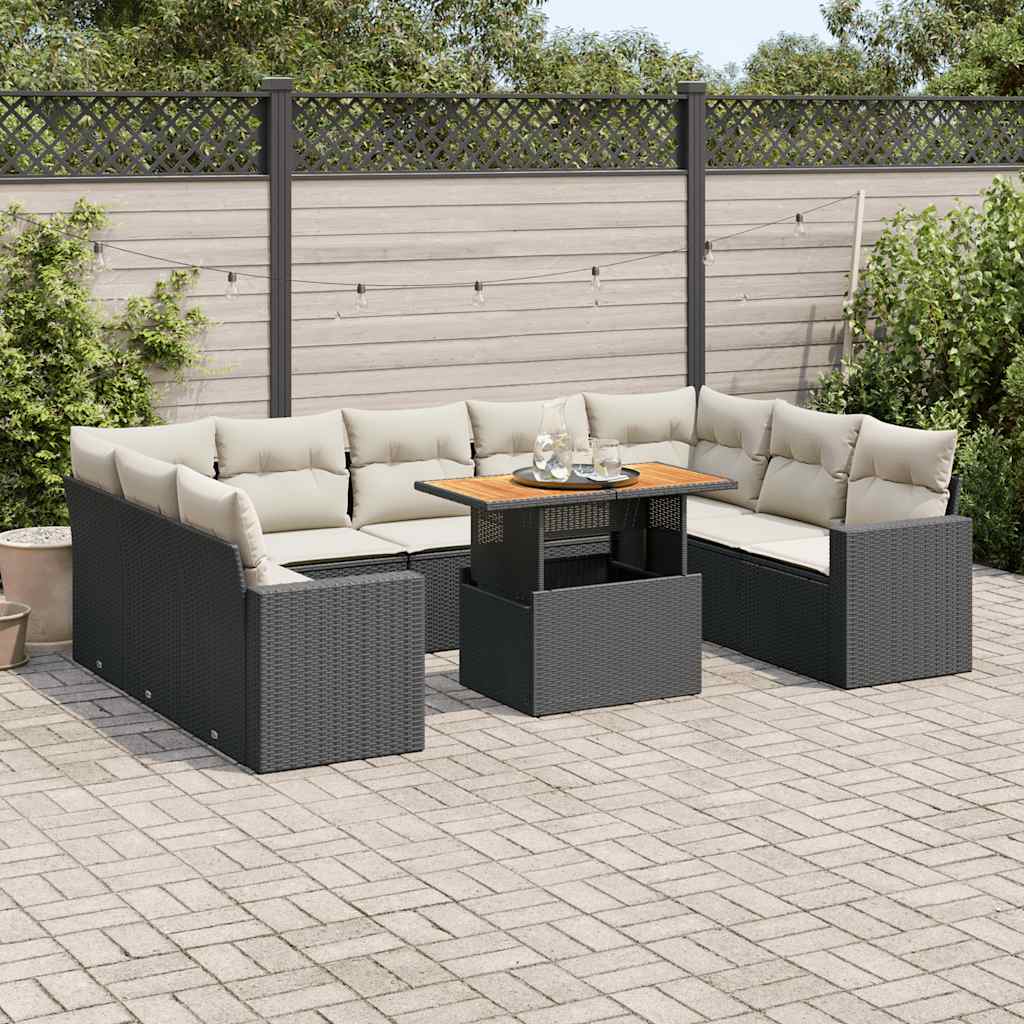 Set De Sofás De Jardín Y Cojines 10 Pzas Ratán Sintético Gris