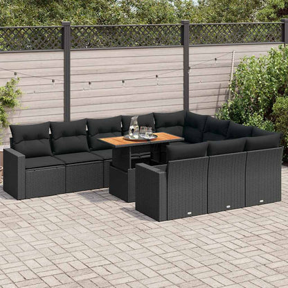 Set De Sofás De Jardín 11Pzas Con Cojines Ratán Sintético Beige
