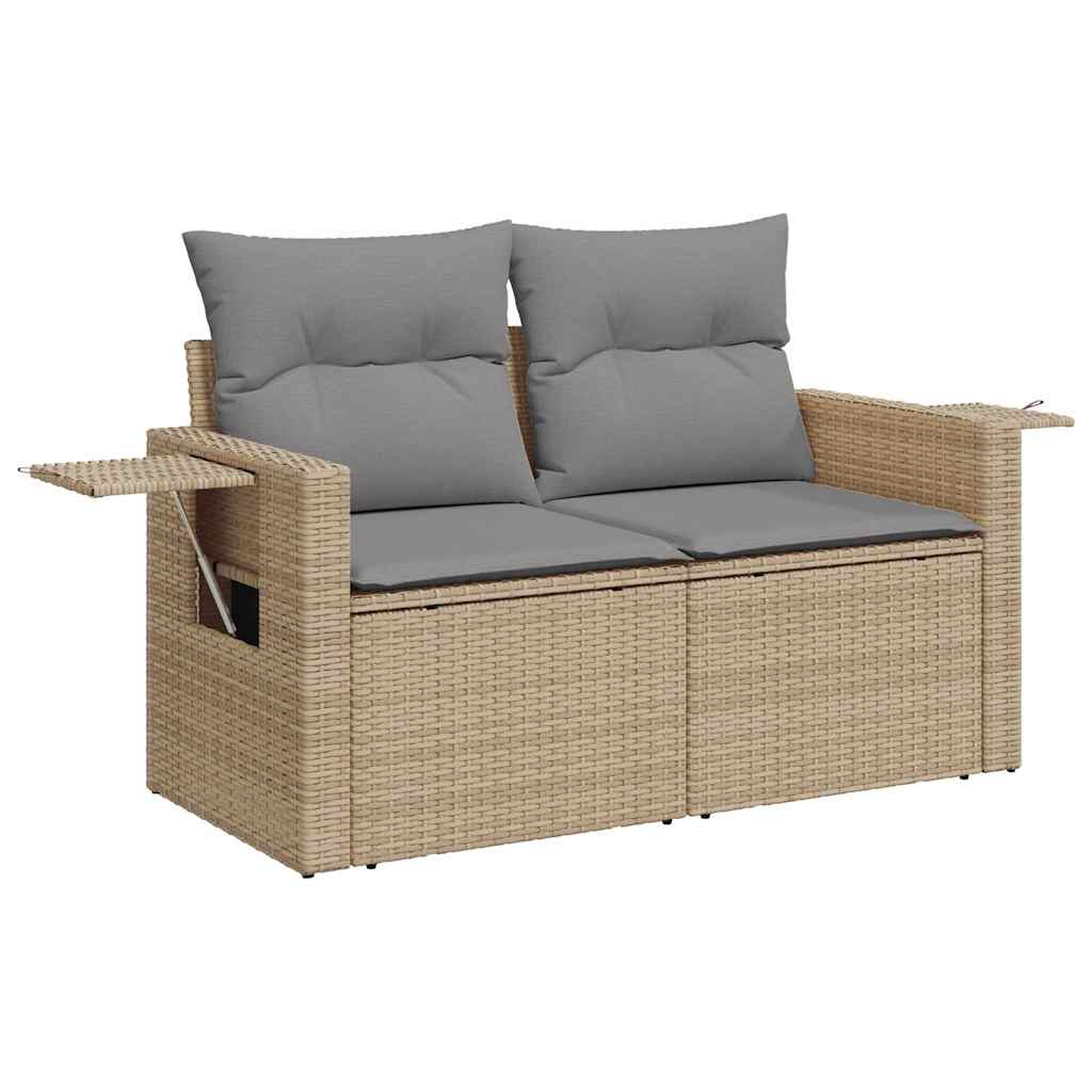 Set Sofás De Jardín 7 Piezas Y Cojines Ratán Sintético Beige