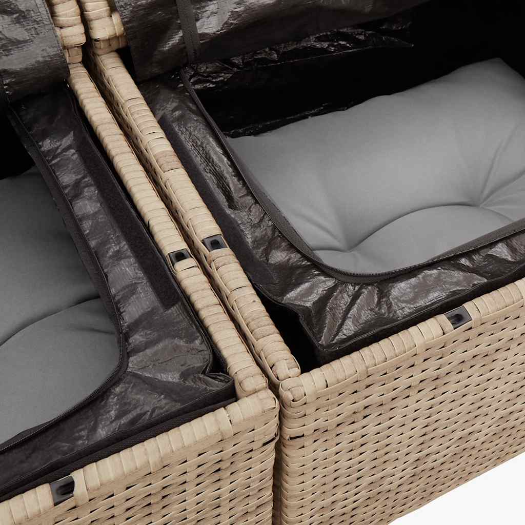 Set De Sofás De Jardín Y Cojines 8 Piezas Ratán Sintético Beige