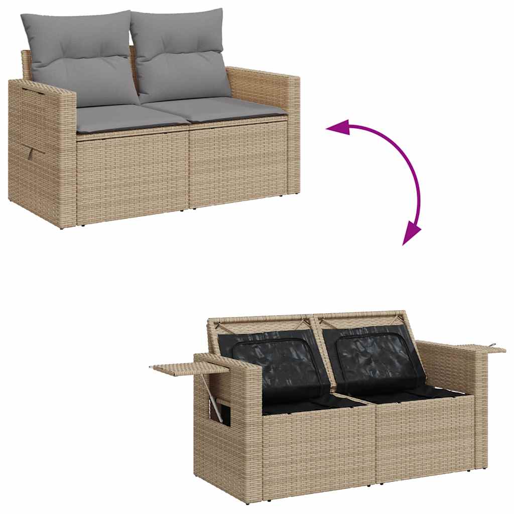 Set De Sofás De Jardín Y Cojines 8 Piezas Ratán Sintético Beige