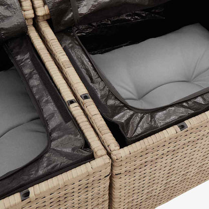 Set Sofás De Jardín 7 Piezas Y Cojines Ratán Sintético Beige