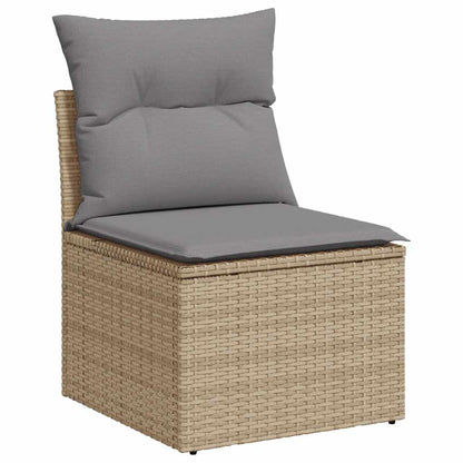 Set Sofás De Jardín 7 Piezas Y Cojines Ratán Sintético Beige