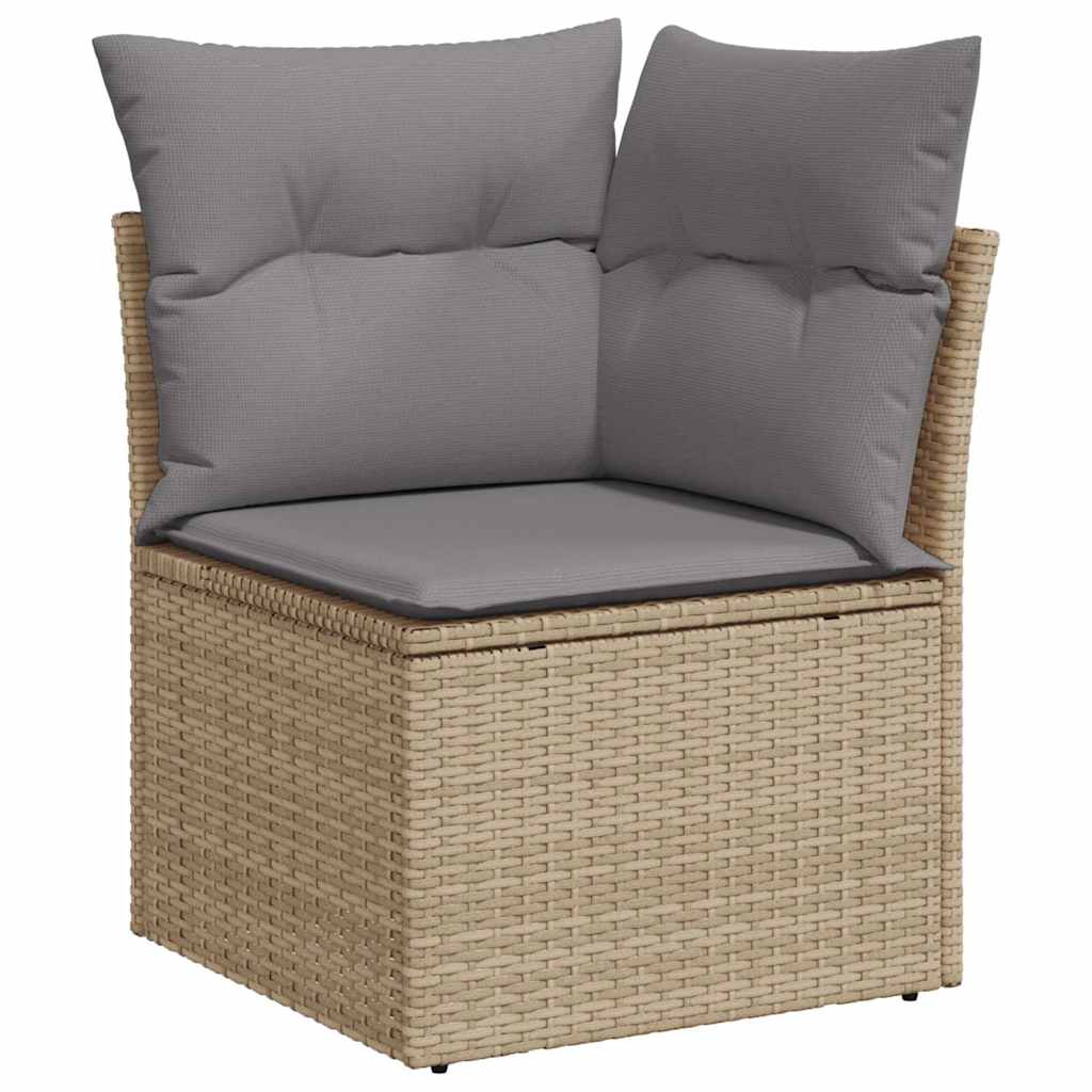 Set Sofás De Jardín 7 Piezas Y Cojines Ratán Sintético Beige