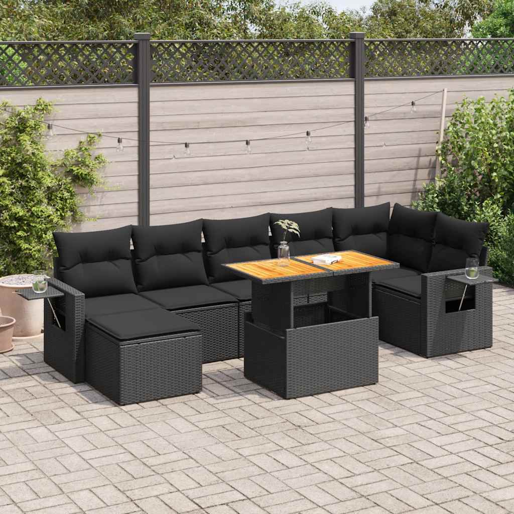 Set De Sofás De Jardín Y Cojines 8 Piezas Ratán Sintético Beige