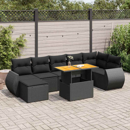 Set De Sofás De Jardín Y Cojines 8 Piezas Ratán Sintético Beige