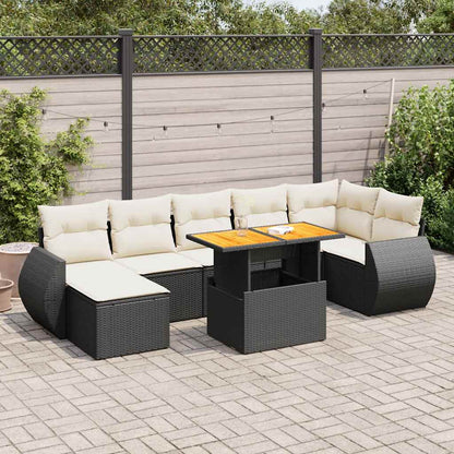 Set De Sofás De Jardín Y Cojines 8 Piezas Ratán Sintético Beige
