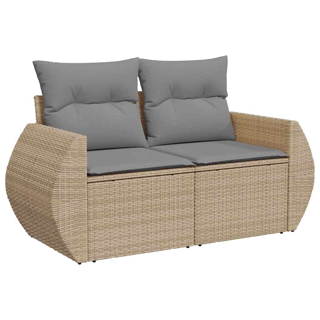 Set De Sofás De Jardín Y Cojines 8 Piezas Ratán Sintético Beige