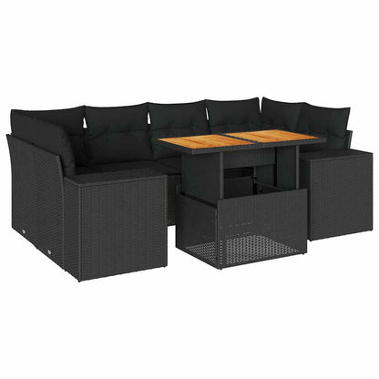 Set De Sofás De Jardín 7 Pzas Con Cojines Ratán Sintético