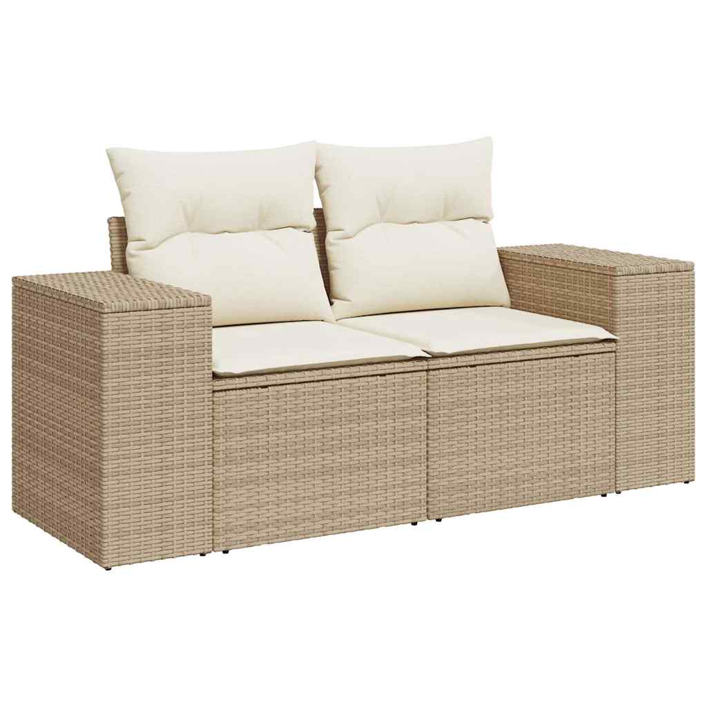 Set De Sofás De Jardín Con Cojines 9 Pzas Ratán Sintético Beige