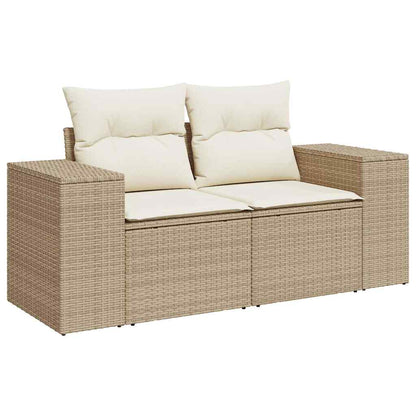 Set De Sofás De Jardín Con Cojines 9 Pzas Ratán Sintético Beige
