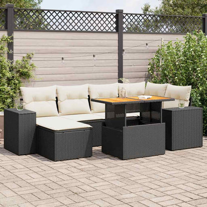 Set De Sofás De Jardín 7 Pzas Con Cojines Ratán Sintético