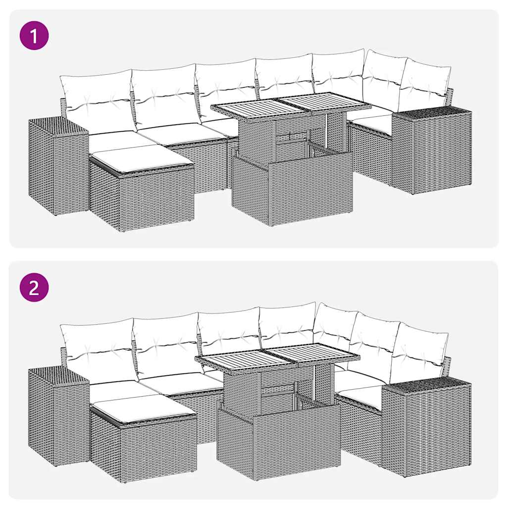 Set De Sofás De Jardín Y Cojines 8 Piezas Ratán Sintético Beige