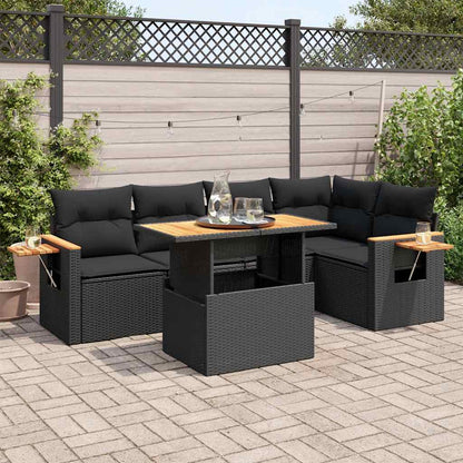 Set Sofás Jardín Y Cojines 6 Pzas Ratán Sintético Acacia