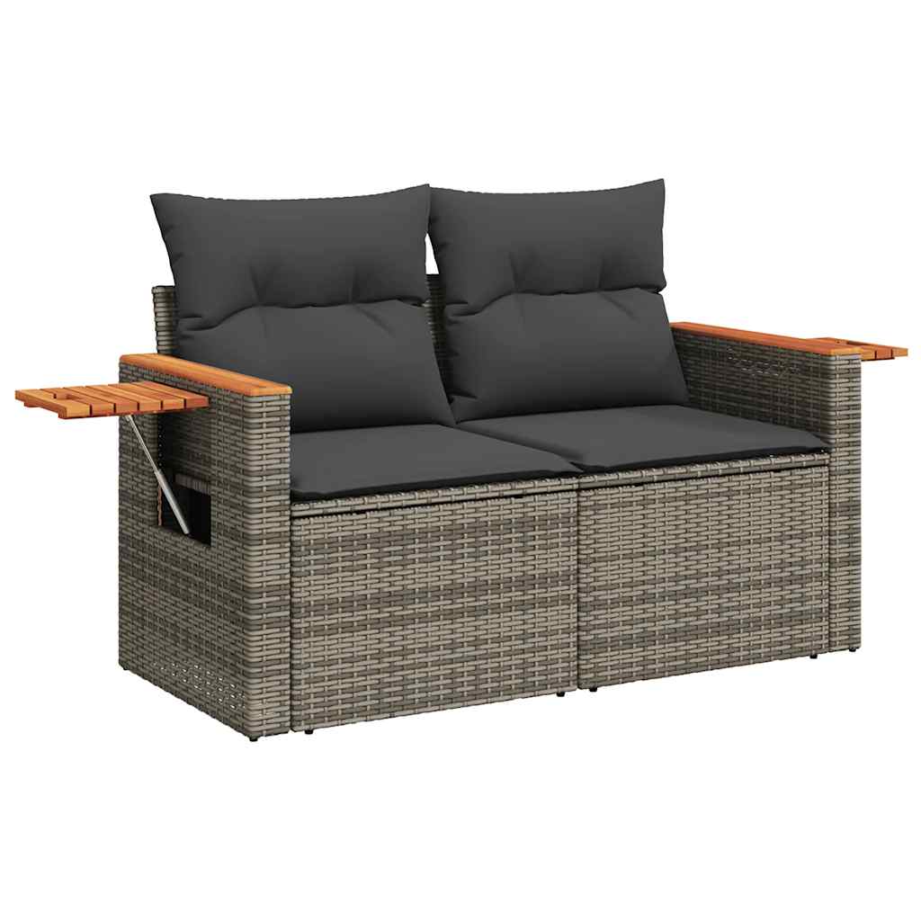 Set Sofás Jardín Y Cojines 8 Pzas Ratán Sintético Acacia