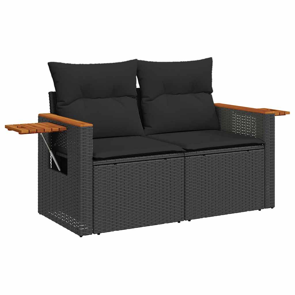 Set Sofás Jardín Y Cojines 9 Pzas Ratán Sintético Acacia