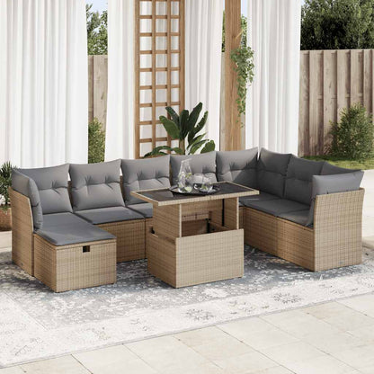 Set De Sofás De Jardín Con Cojines 9 Pzas Ratán Sintético Negro