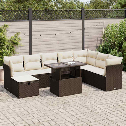 Set De Sofás De Jardín Con Cojines 9 Pzas Ratán Sintético Negro