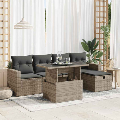 Set De Sofás De Jardín 6 Piezas Y Cojines Ratán Sintético Negro