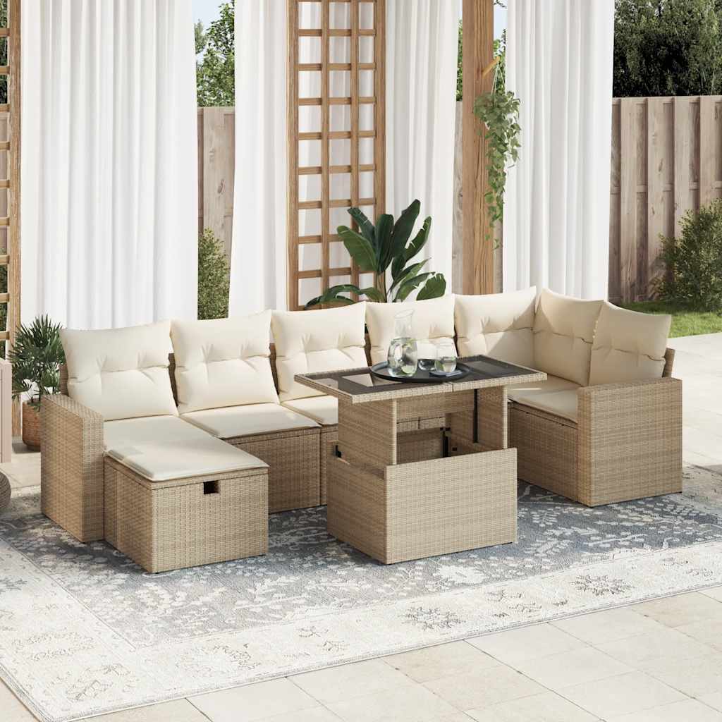 Set De Sofás De Jardín Y Cojines 8 Piezas Ratán Sintético