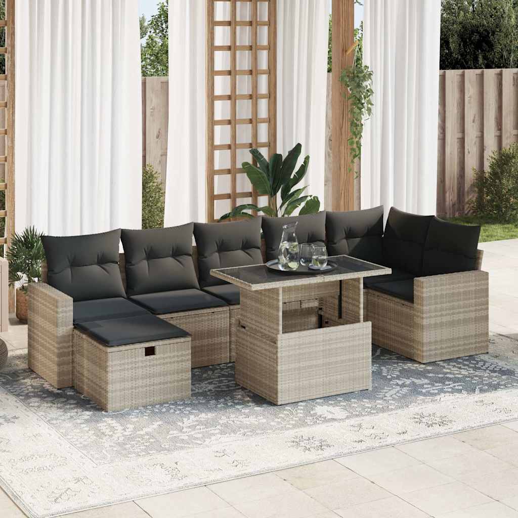 Set De Sofás De Jardín Y Cojines 8 Piezas Ratán Sintético