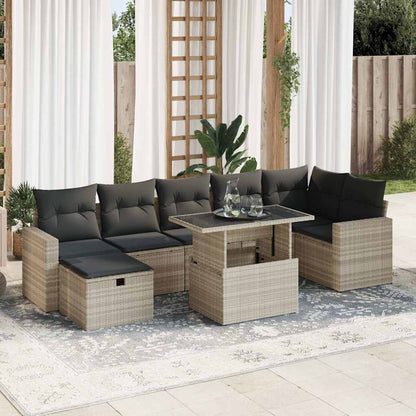Set De Sofás De Jardín Y Cojines 8 Piezas Ratán Sintético