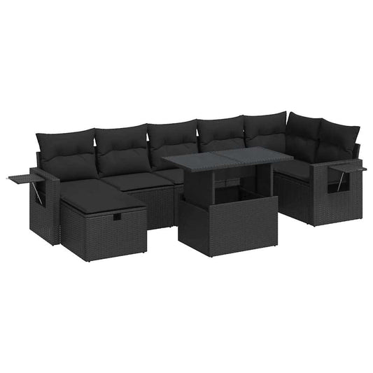 Set De Sofás De Jardín Y Cojines 8 Piezas Ratán Sintético