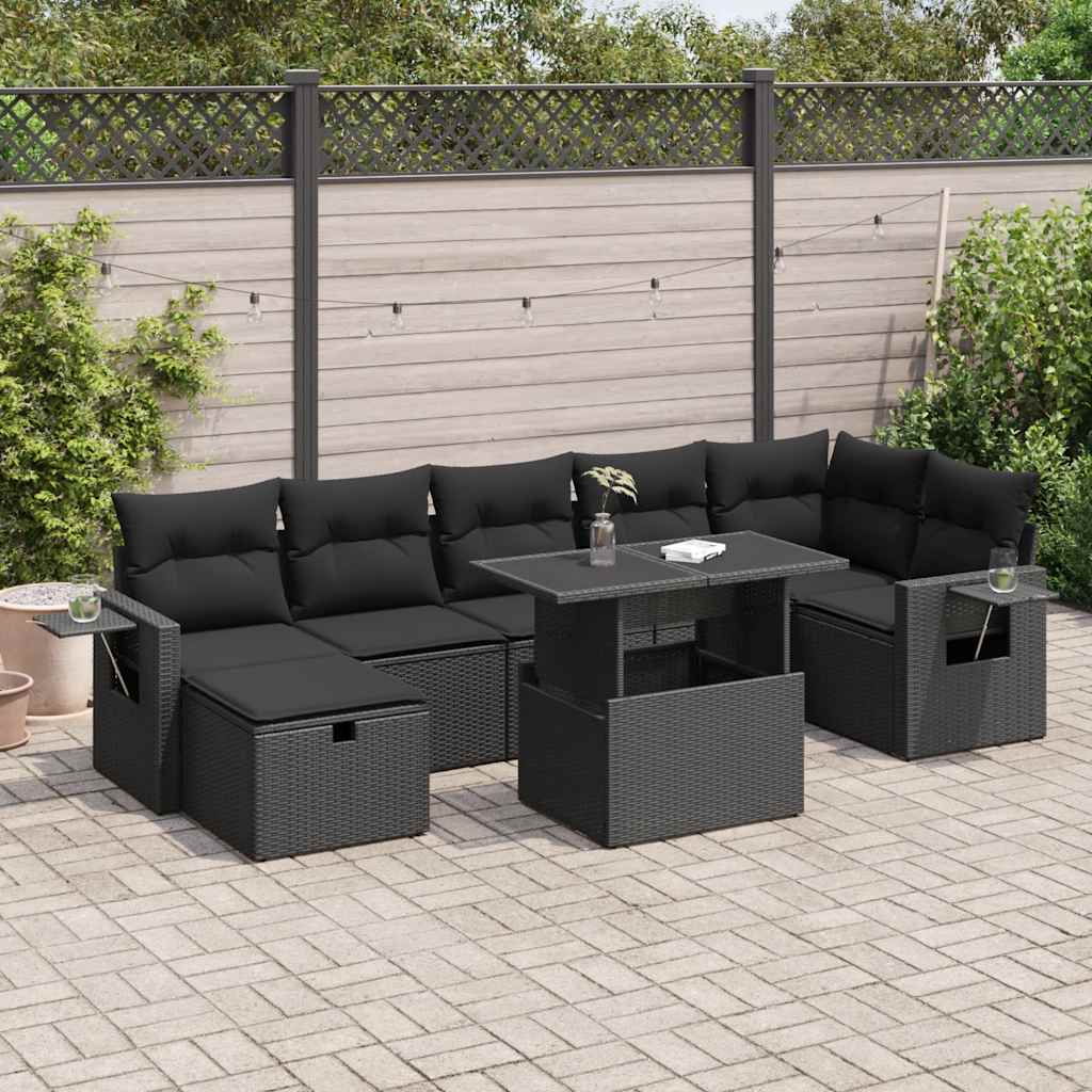 Set De Sofás De Jardín Y Cojines 8 Piezas Ratán Sintético