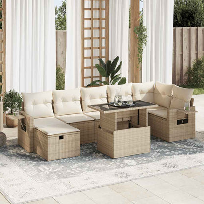 Set De Sofás De Jardín Y Cojines 8 Piezas Ratán Sintético