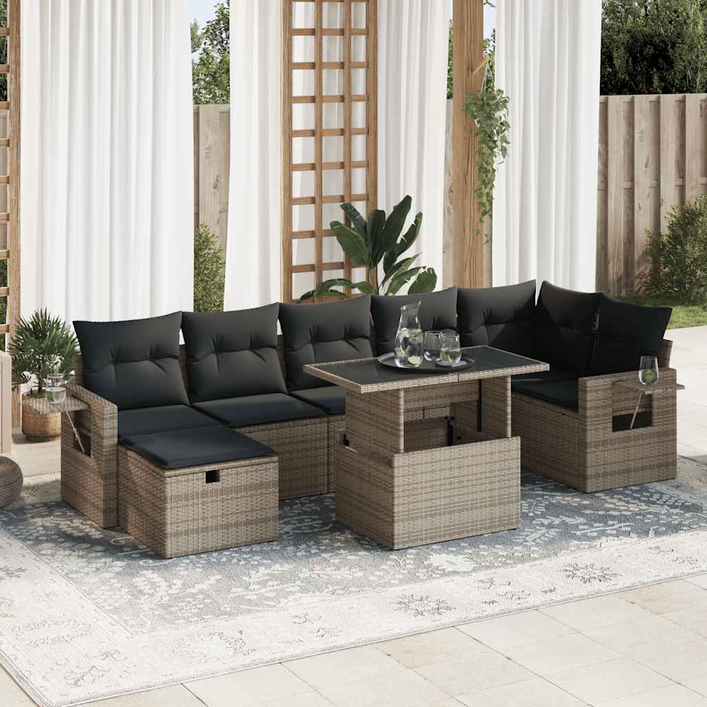 Set De Sofás De Jardín Y Cojines 8 Piezas Ratán Sintético